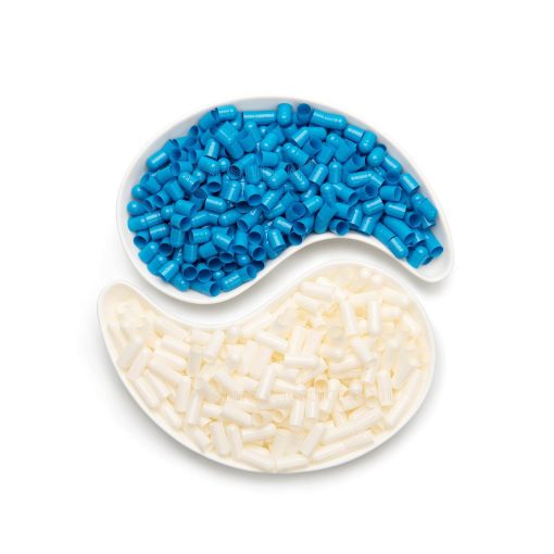 lege capsules maat 1 blauw wit